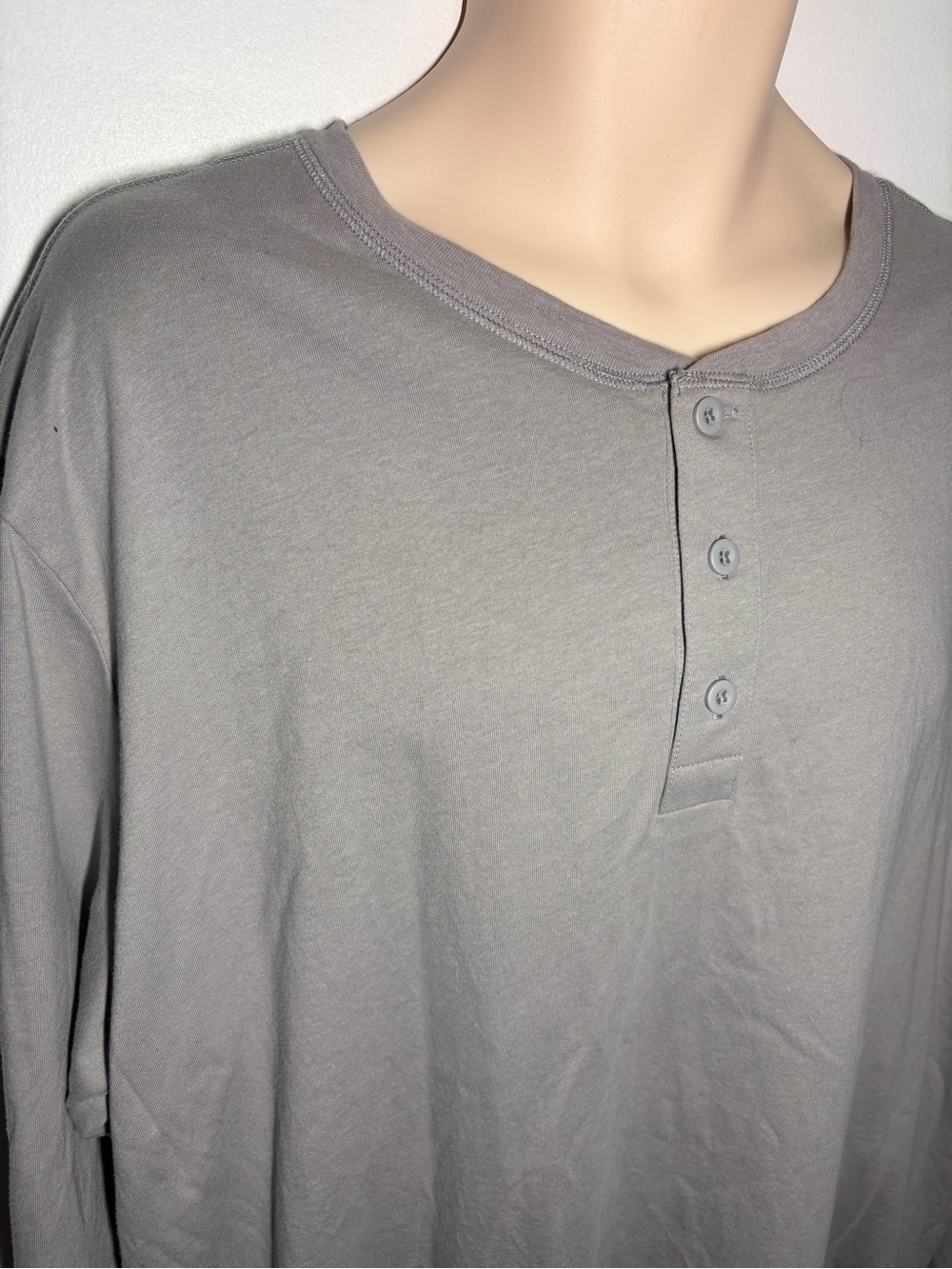 GAP Men’s Long Sleeve Henley Shirt Gray 2XL 100% Cotton - Picture 2 of 5